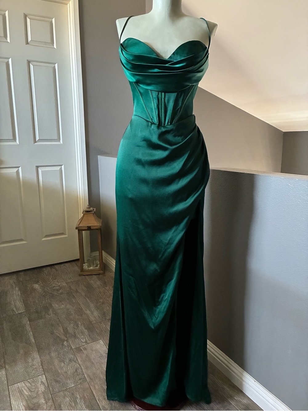 Cinderella Divine Emerald Satin Corset Gown Size 10 - Picture 3 of 11